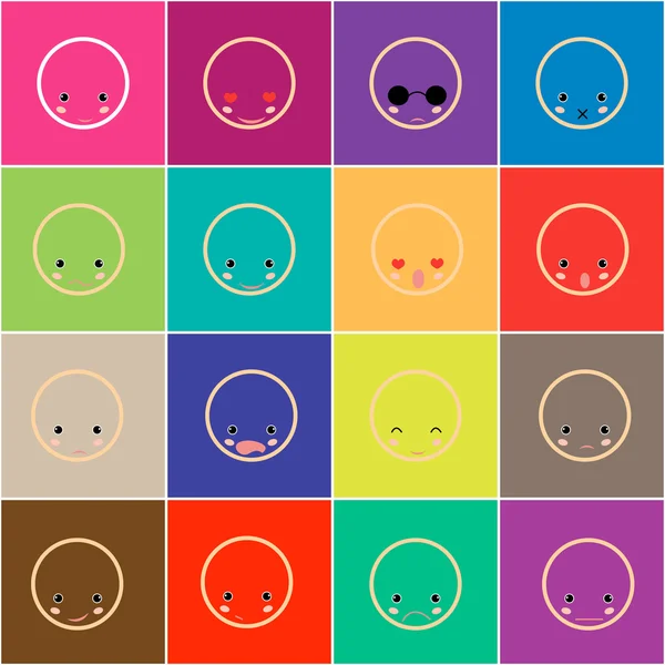 Conjunto de rostros con varias emociones — Vector de stock