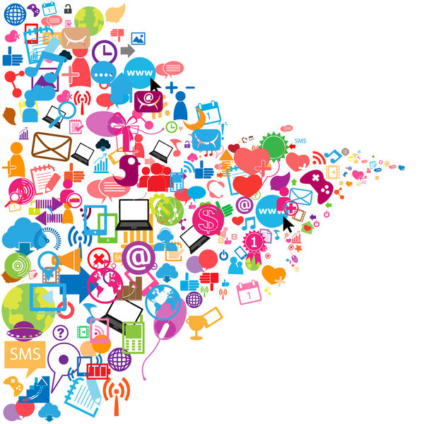 Social network background with media icons