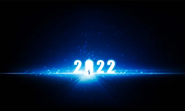 Abstrakt Affärsman Öppna Key Door Light 2023 Business Pixel Hitech — Stock vektor