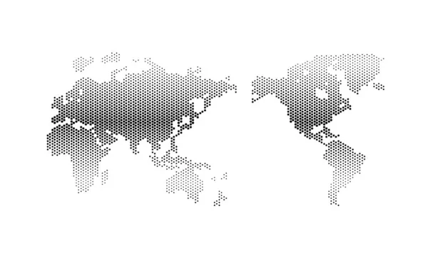 Monitördeki Ikili Kod Numaraları Dünya Haritasının Bilgisayar Matrisi Siyah Tek — Stok Vektör