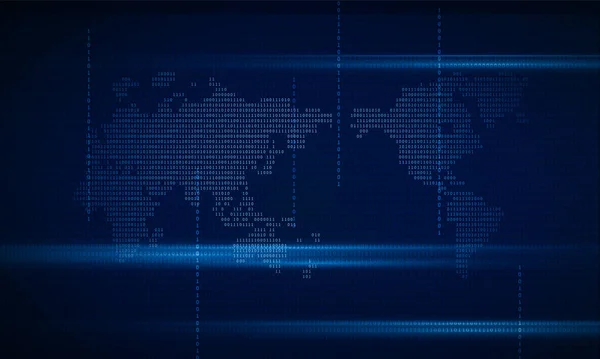 Resumo Fluxo Números Código Binário Monitor São Matriz Computador Mapa — Vetor de Stock