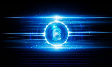 Soyut Bitcoin engelleme kripto teknoloji arka planı Hitech iletişimi bitcoin gelecekteki kavramsal yenilik arka planı, vektör tasarımı