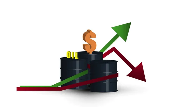 Weltweite Ölpreise Steigen Und Fallen Isoliert — Stockvektor