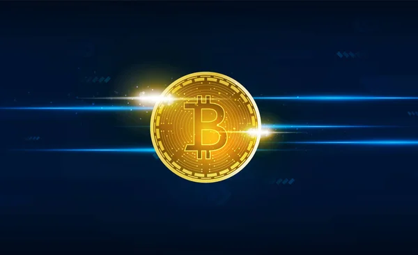 Abstrakcyjny Wykres Techniczny Bitcoin Futurystycznym Tle Technologii Light Out Koncepcja — Wektor stockowy