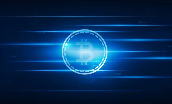 Resumo Gráfico Técnico Bitcoin Futurista Luz Para Fora Tecnologia Fundo — Vetor de Stock