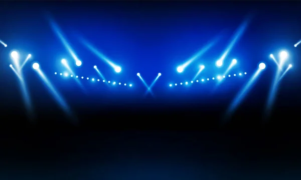 明るいスタジアムライトベクトル照明とサッカーアリーナフィールドベクトル照明 — ストックベクタ