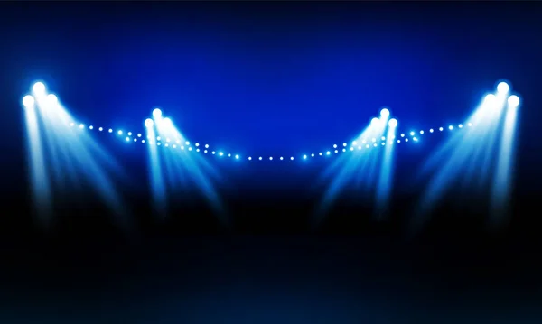 Campo Fútbol Arena Con Luces Estadio Brillante Diseño Vectorial Iluminación — Vector de stock