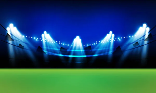 Campo Arena Futebol Com Luzes Estádio Brilhantes Design Vetorial Iluminação — Vetor de Stock