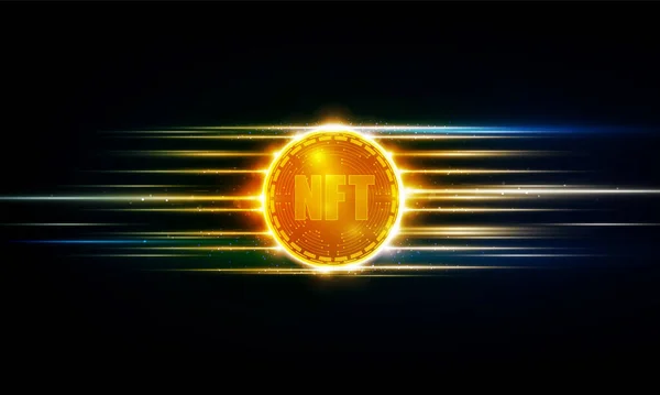 Abstract Technical Graph Nft Bitcoin Futuristic Light Out Technology Background — Stockvektor