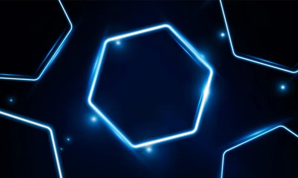 Abstract Modern Colored Poster Sports Light Out Technology Neon Hexagon — Stockvektor