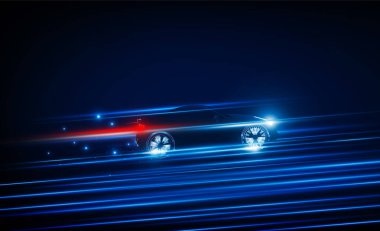 Soyut akıllı araba Yüksek hızlı Hitech iletişim konsepti yenilik arka planı, vektör tasarımı