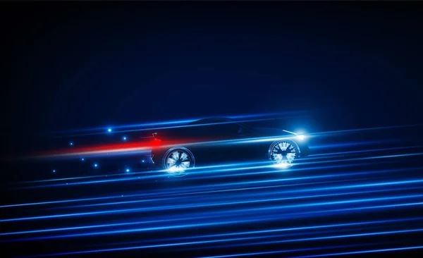 Αφηρημένο Έξυπνο Αυτοκίνητο Φως Έξω Τεχνολογία Υψηλής Ταχύτητας Hitech Έννοια — Διανυσματικό Αρχείο