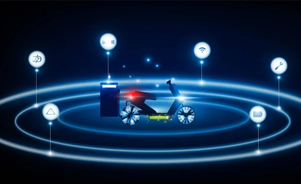 Carregamento Elétrico Abstrato Motocicleta Estação Carga Ilumine Tecnologia Alta Velocidade —  Vetores de Stock