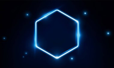 Spor ışıklarını kapatma teknolojisi ve neon altıgen ve üçgenler için soyut Modern renkli poster. Hitech iletişim konsepti yenilik arka plan, vektör tasarımı