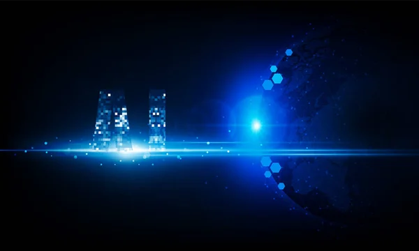Pixel Astratto Sci Intelligenza Artificiale Illuminare Sfondo Tecnologico Hitech Communication — Vettoriale Stock