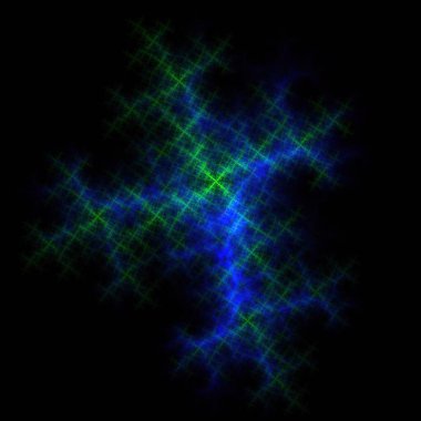 Siyah arkaplanda renkli fraktal nebula tozu