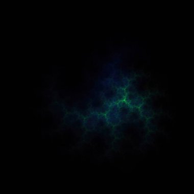 Siyah arkaplanda renkli fraktal nebula tozu