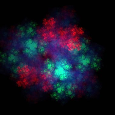 Siyah arkaplanda renkli fraktal nebula tozu