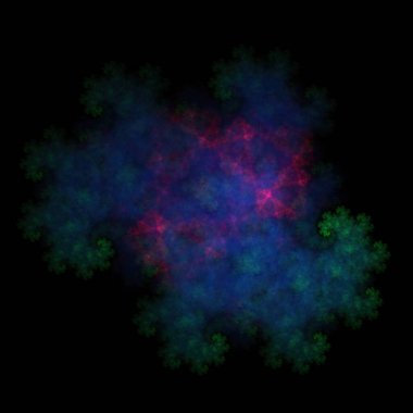 Siyah arkaplanda renkli fraktal nebula tozu