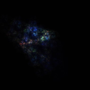 Siyah arkaplanda renkli fraktal nebula tozu