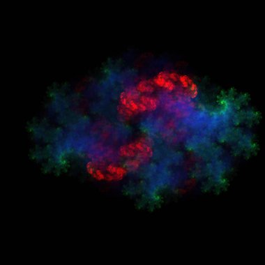 Siyah arkaplanda renkli fraktal nebula tozu