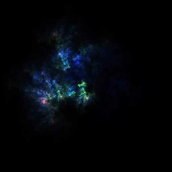 黒の背景にカラフルなフラクタル星雲の塵 — ストック写真