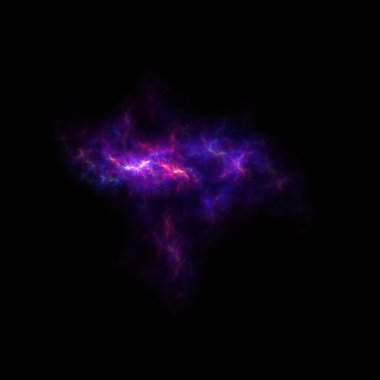 Siyah arkaplanda renkli fraktal nebula tozu