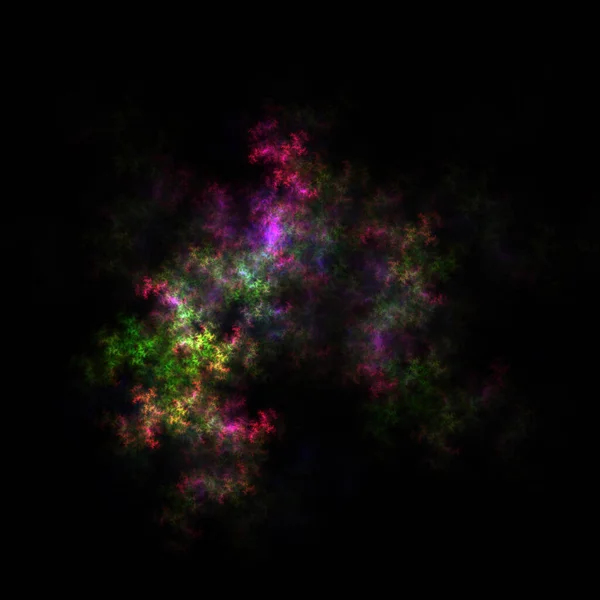 Färgglada Fraktal Nebulosa Damm Svart Bakgrund Stockbild
