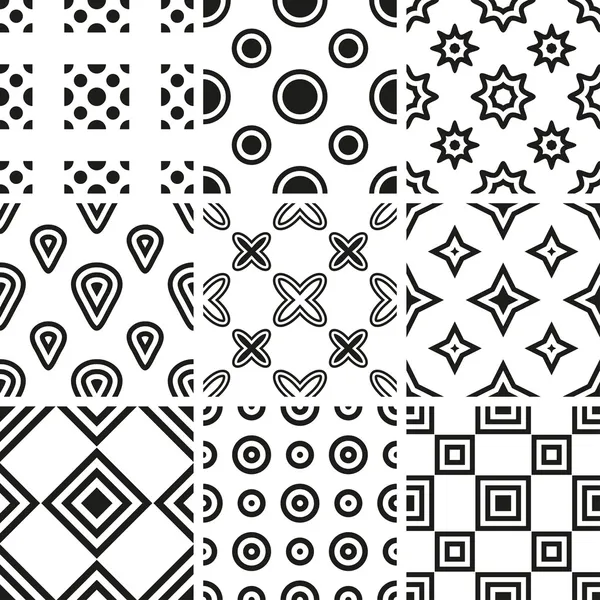 흑인과 백인 기하학적 완벽 한 패턴의 컬렉션 — 스톡 벡터
