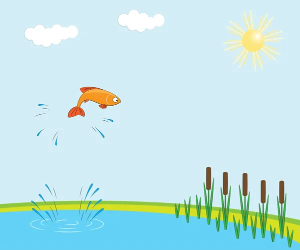 Fish jumping — Stock Vector