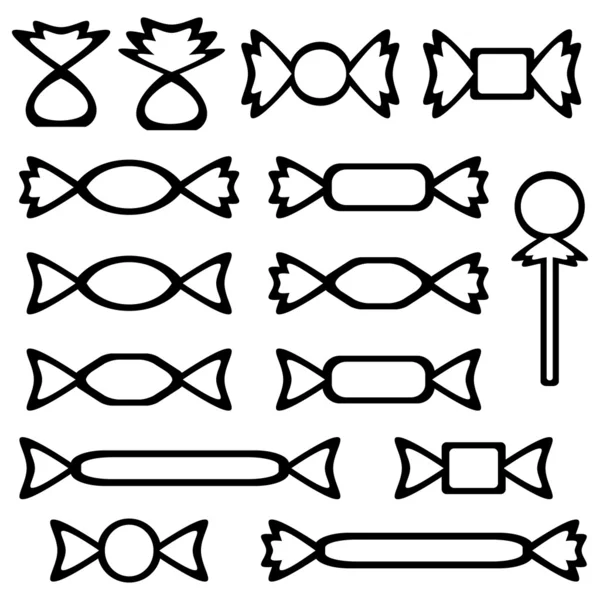 Collection de symboles de bonbons monochromes — Image vectorielle