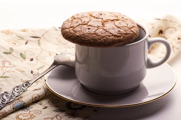 Almond cookie on a cup — Stock Photo, Image