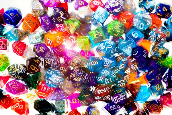 Motion blur shot of a pile of multicolored dice — Stock Photo, Image