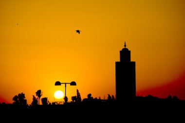 Maroc Marakeş günbatımı görünümü