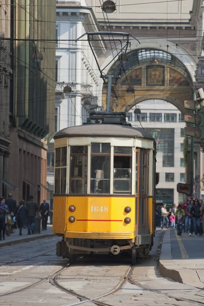 Milan orange cable car — Stock Photo, Image