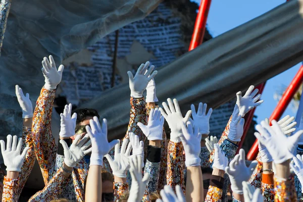 Viareggio Italy Carnival Show Band Wagon Hands — Stock Photo, Image