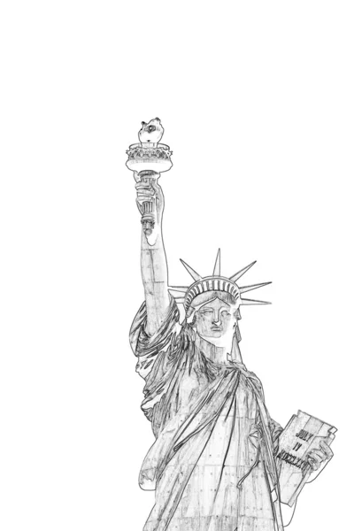 A sketch painting of New York Statue of Liberty — Stock Photo, Image