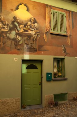 dozza bologna İtalya mediaval bina boyalı duvar