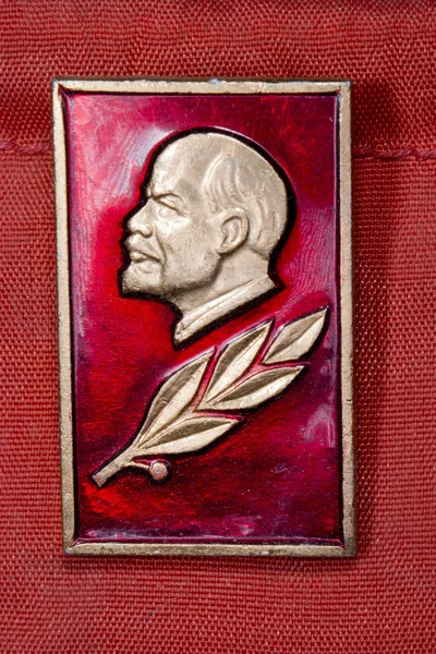 Vintage russian pin moska 1980 lenin communism symbol — Stock Photo, Image