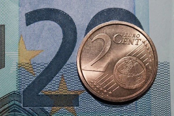 Euro para birimi üzerinde 20 Not 2 kuruş — Stok fotoğraf