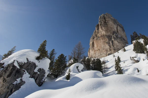 Dolomites huge panorama view in winter snow time — Stock Photo, Image