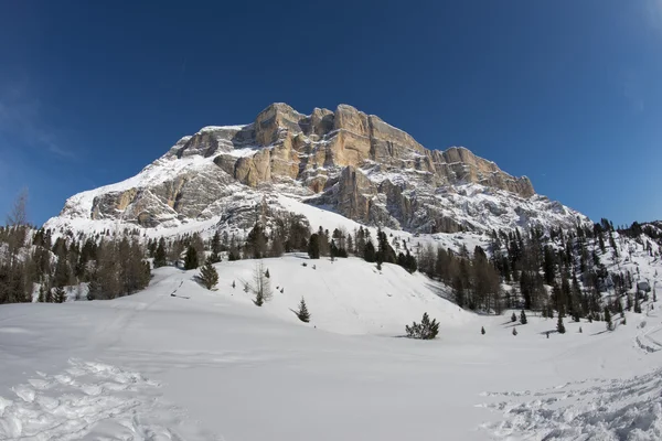 Dolomitas vista panorâmica enorme no inverno tempo de neve — Fotografia de Stock