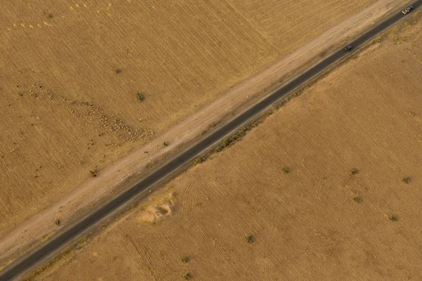 Maroc Straße in der Wüste in der Nähe von Marrakesch Luftaufnahme — Stockfoto