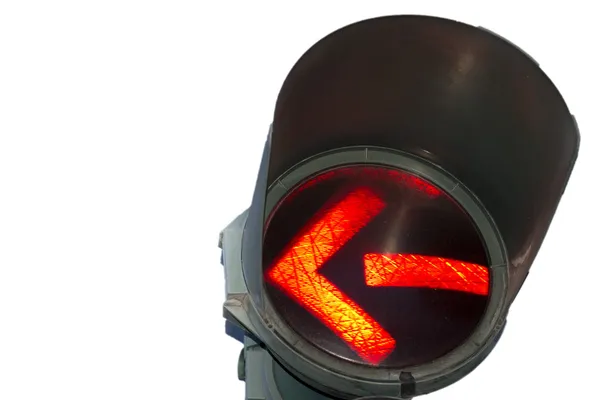 Traffic light Mandatory no left turn on white background — Stock Photo, Image