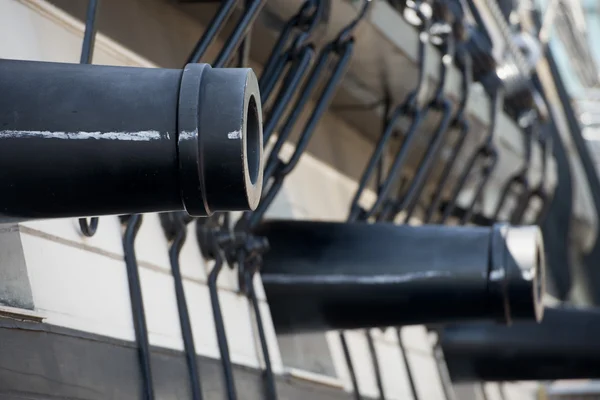 Constellation Fregate Cannons in Baltimore Harbor — Stock Photo, Image