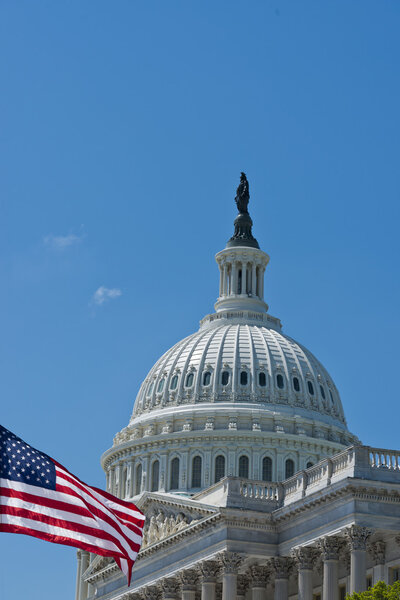 Washington DC Capital on deep blue sky background