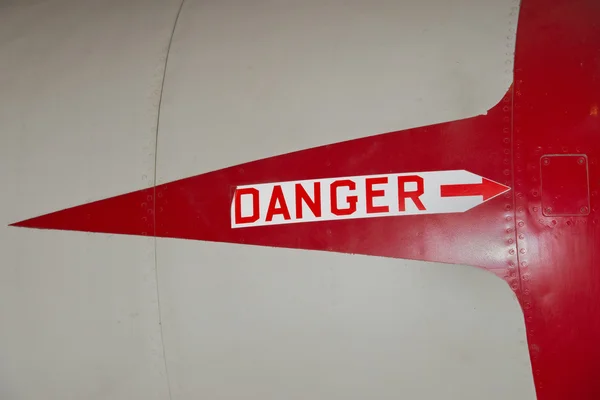 Danger Writing on a plane engine — Stock Photo, Image