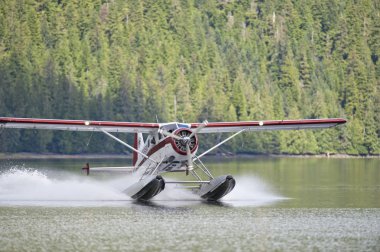 süre iniş alaskan göl kenarında floatplane