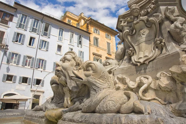 Rome pantheon place fountain — Stock Photo, Image