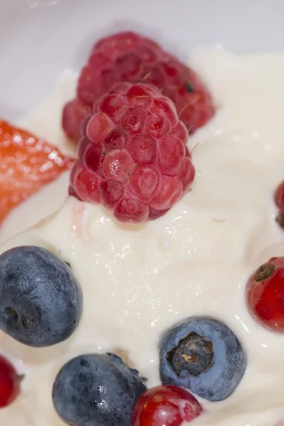 레드 라즈베리와 딸기 아이스크림에 — 스톡 사진